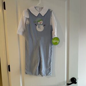 Classic Whimsy Snowman Appliqué Corduroy Longall Set, Size 24 Months, NWT